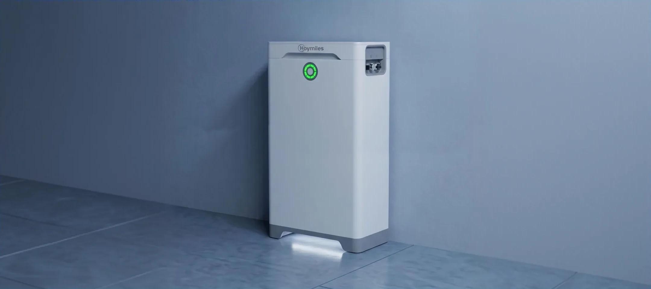 A modern, sleek white 13.5 kWh home solar battery storage unit designed for residential emergency backup power.